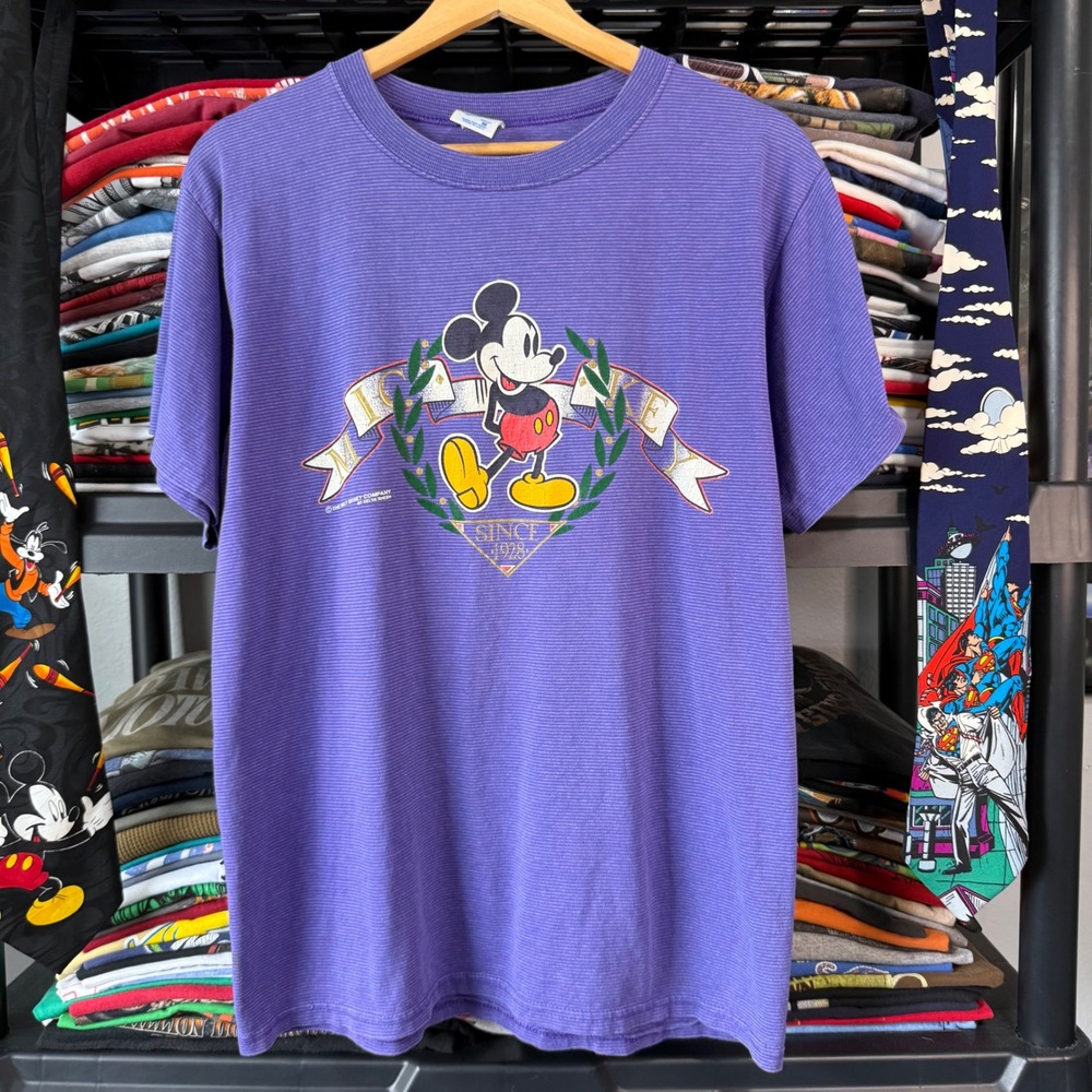 Vintage Purple Mickey Mouse Disney Velva Sheen Graphic Tee Size Medium